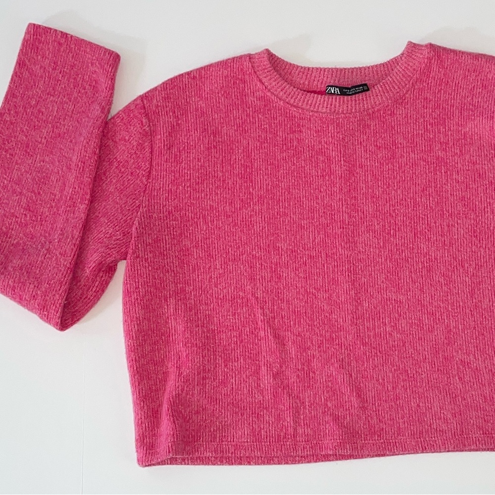 Zara Vibrant Pink Crew Neck Sweater